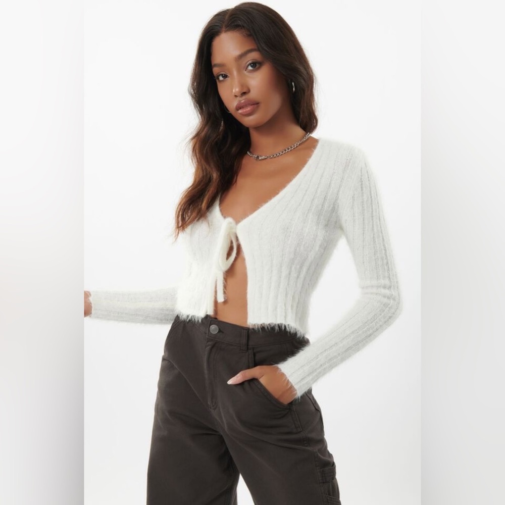 Fuzzy Front-Tie Cardigan - Garage